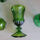 Set of 6 green molded glass glasses