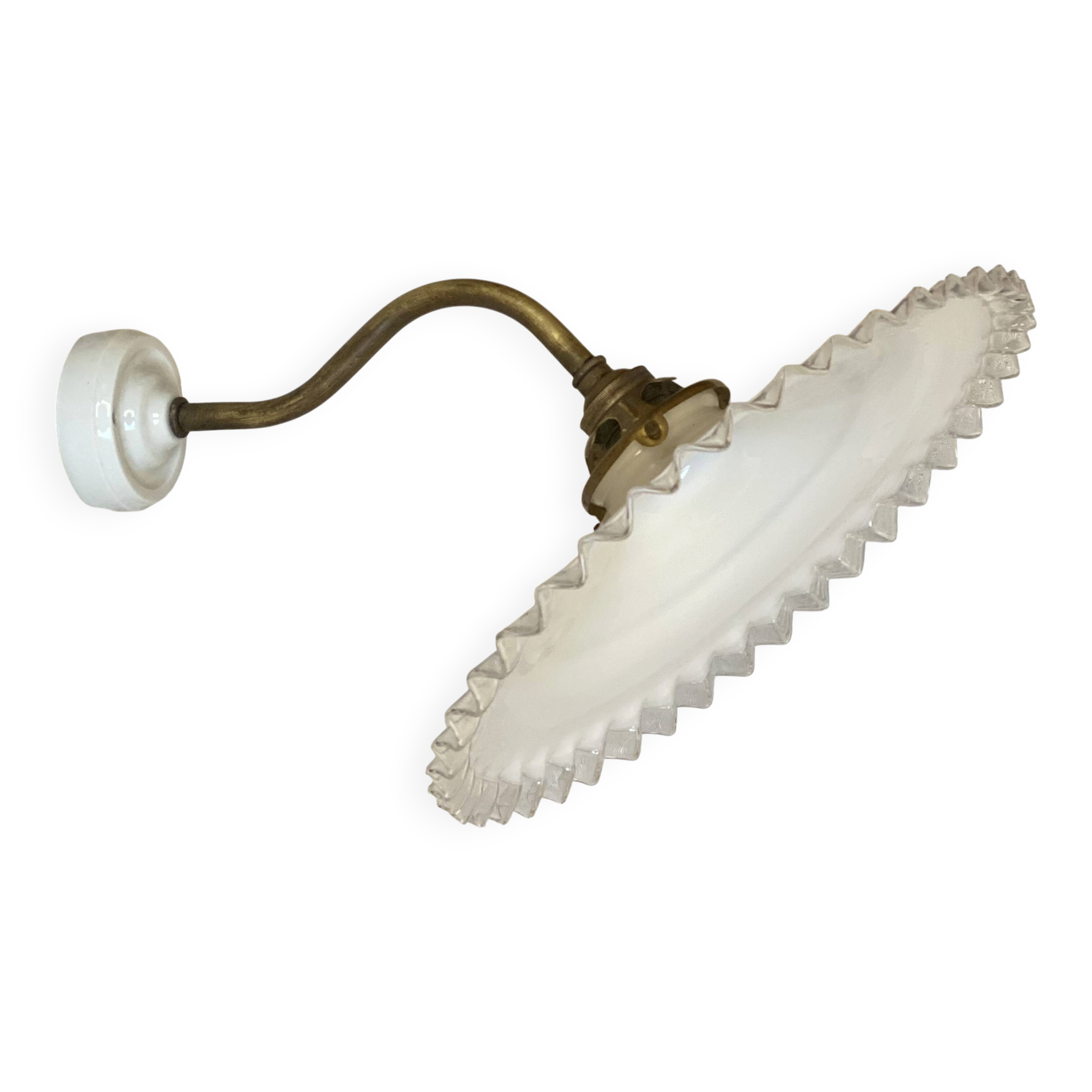 Vintage "swan neck" opaline wall light signed