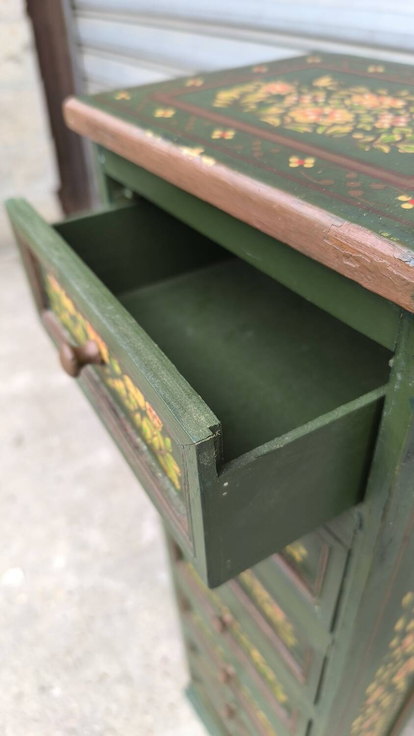 Hand-painted beechwood chest of drawers, 1950s