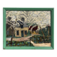 Painting of a farm in a landscape, oil on canvas with frame