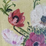 Acrylic painting on canvas, old still life, bouquet of flowers