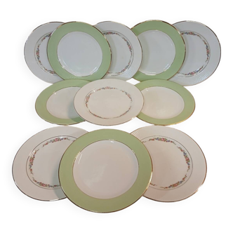12 assiettes plates anciennes L'Amandinoise 