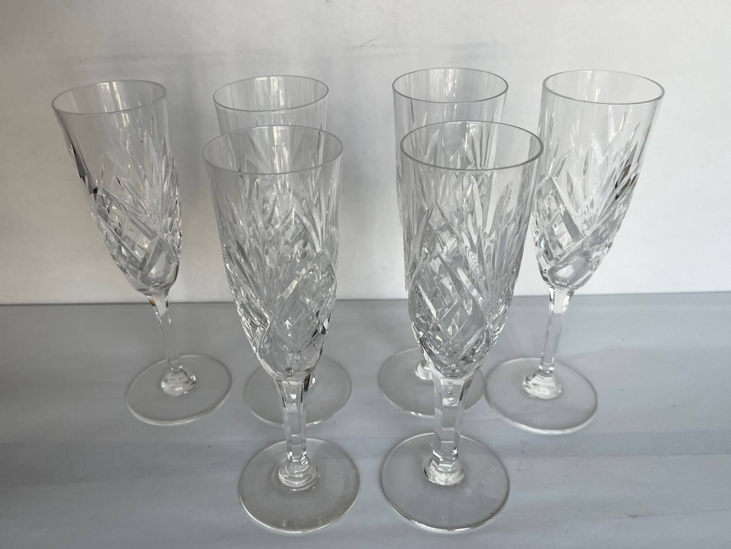 6 Saint Louis crystal champagne flutes