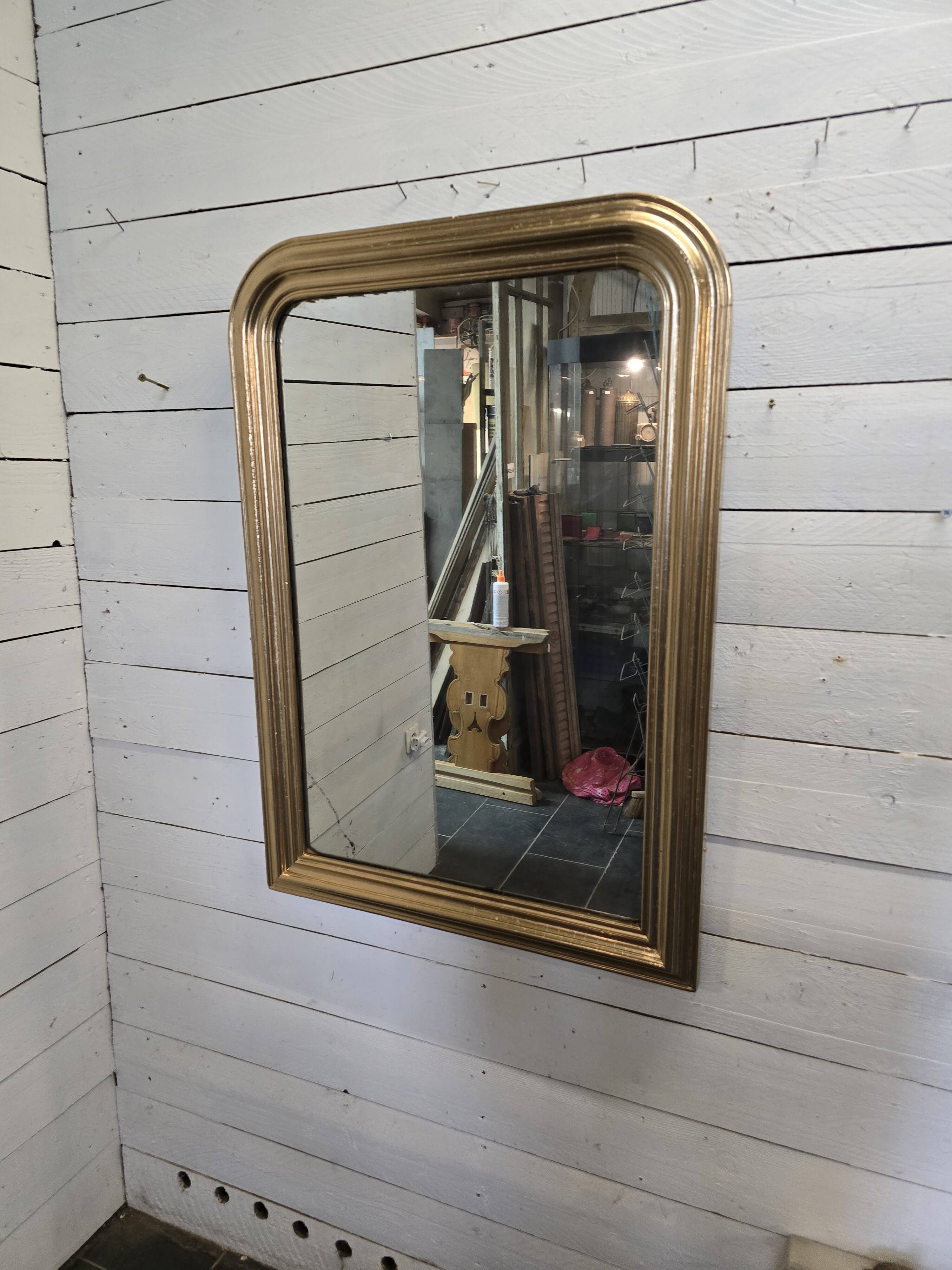 Old Louis Philippe style gilded mirror with mercury mirror