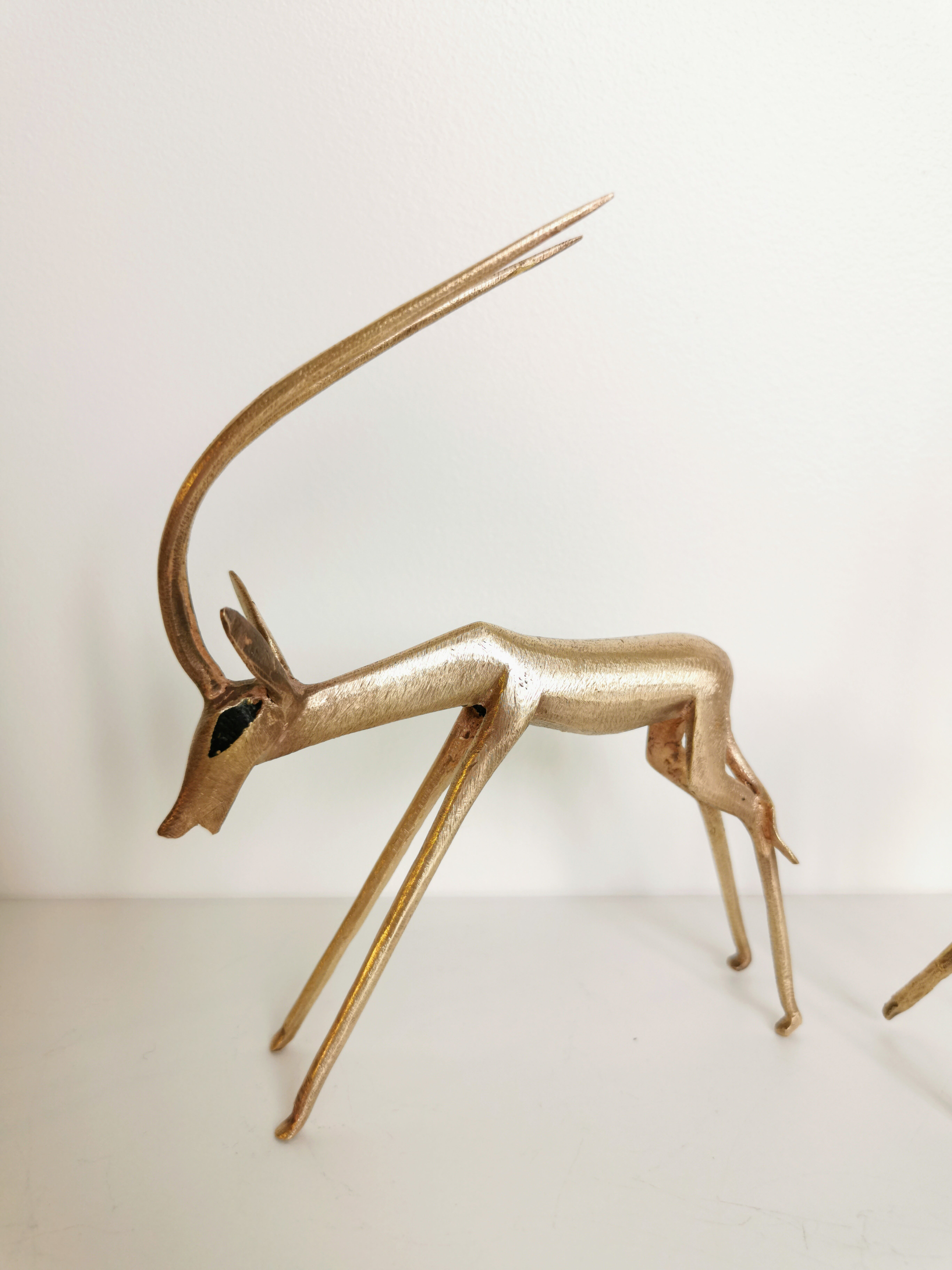 Trio of brass antelopes