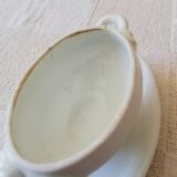 Ancien Moutardier ou saucière faïence vintage blanche