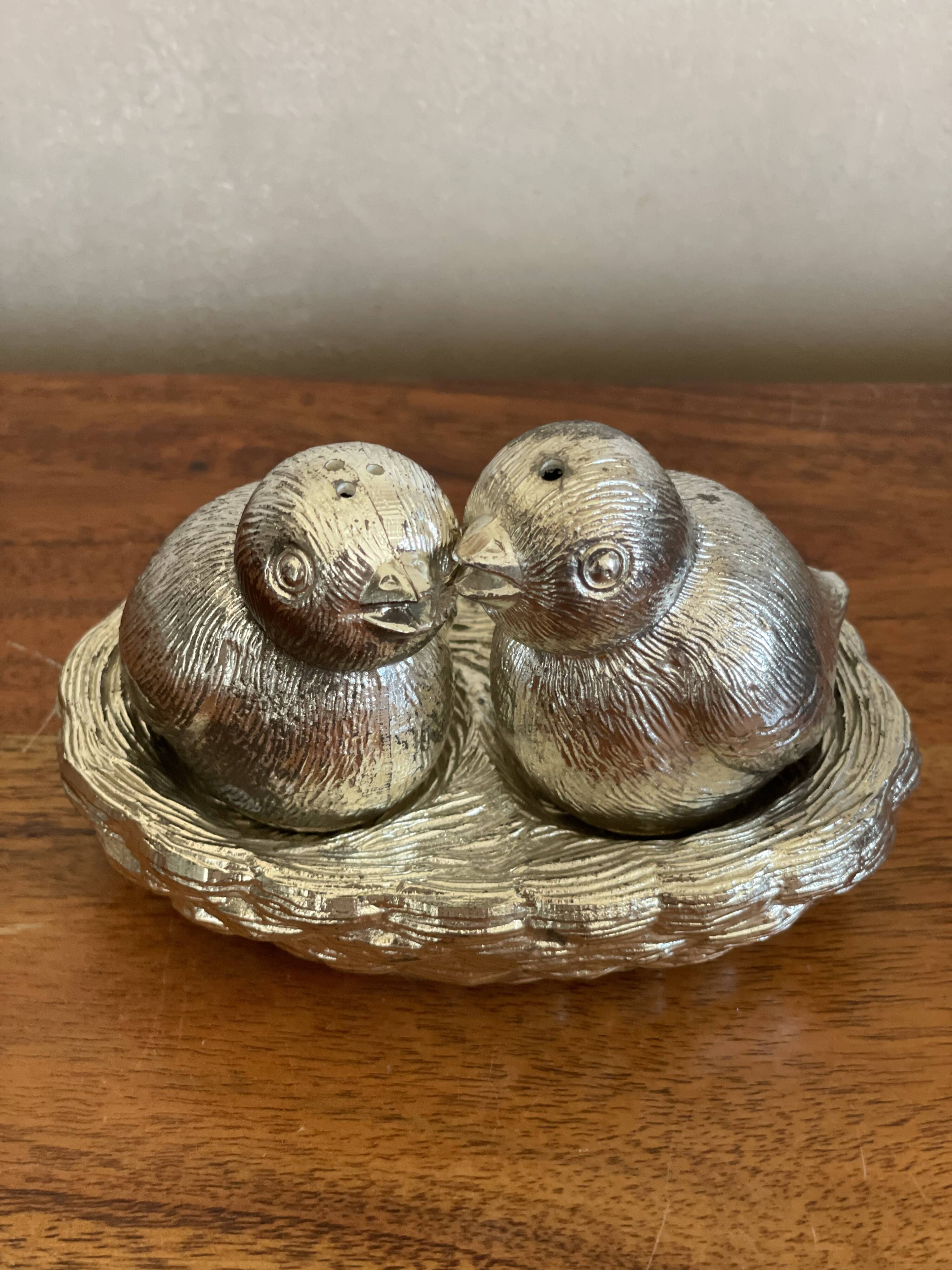 Salt pepper birds in their nest
