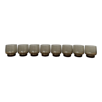 Eight smoked glass water glasses