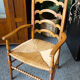 Arts & crafts solid oak ladder back occasional chair with rush seat