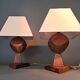 Paire de lampes 1940 en acajou massif et filets de citronnier.