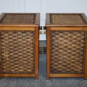 Tables de Chevet Vintage en Rotin avec Tiroir, Set de 2