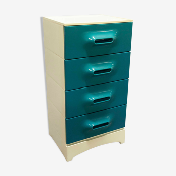 Vintage emerald blue chest of drawers 1970