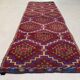 Old Turkish kilim runner 290x94 cm, shabby, vintage kelim red black 2490