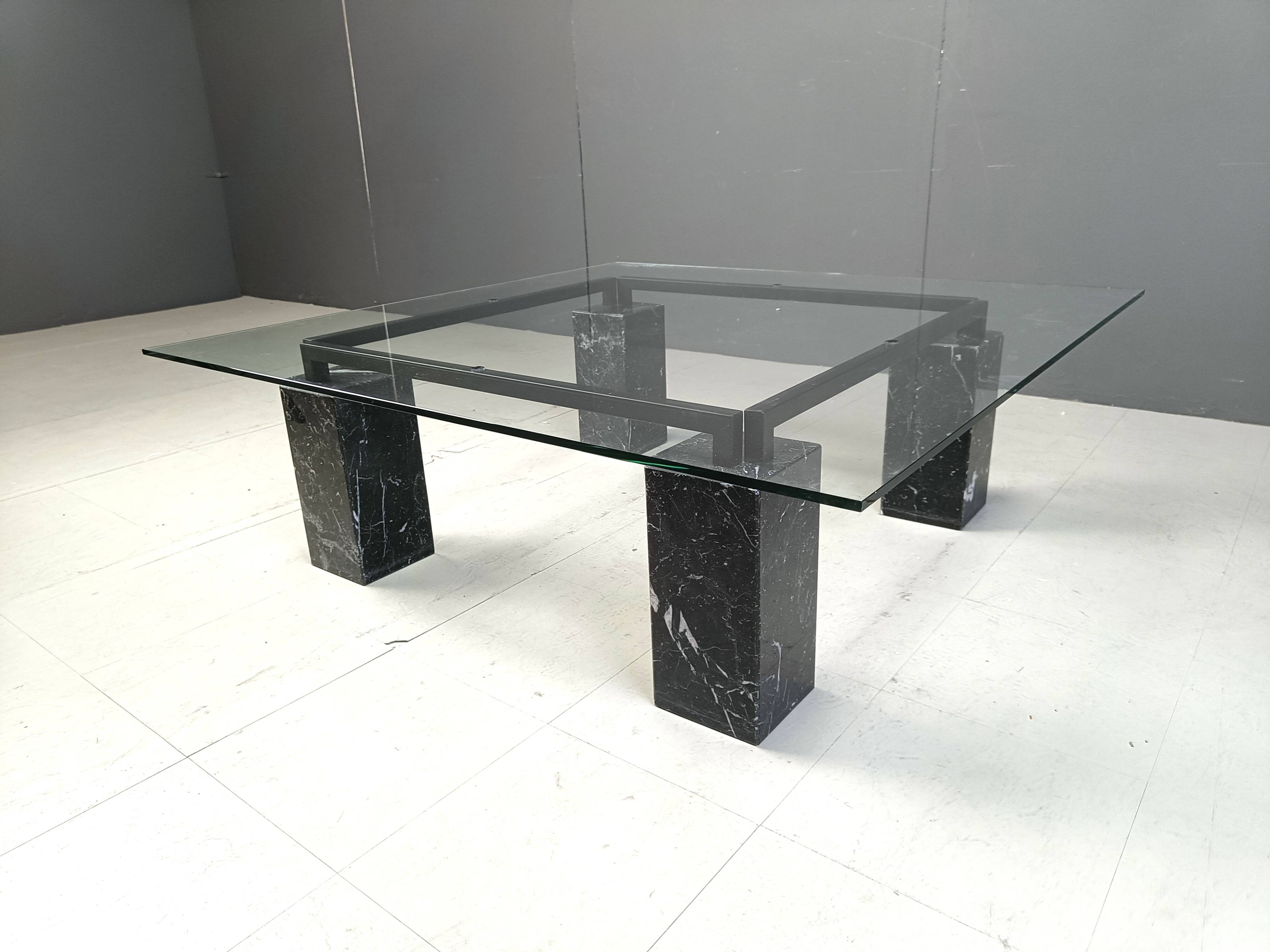 Vintage black marble coffee table by Artedi, 1970s