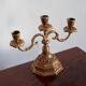 Decorative golden metal candle holders from the mid-20th century, Menora, France, 1960s.
