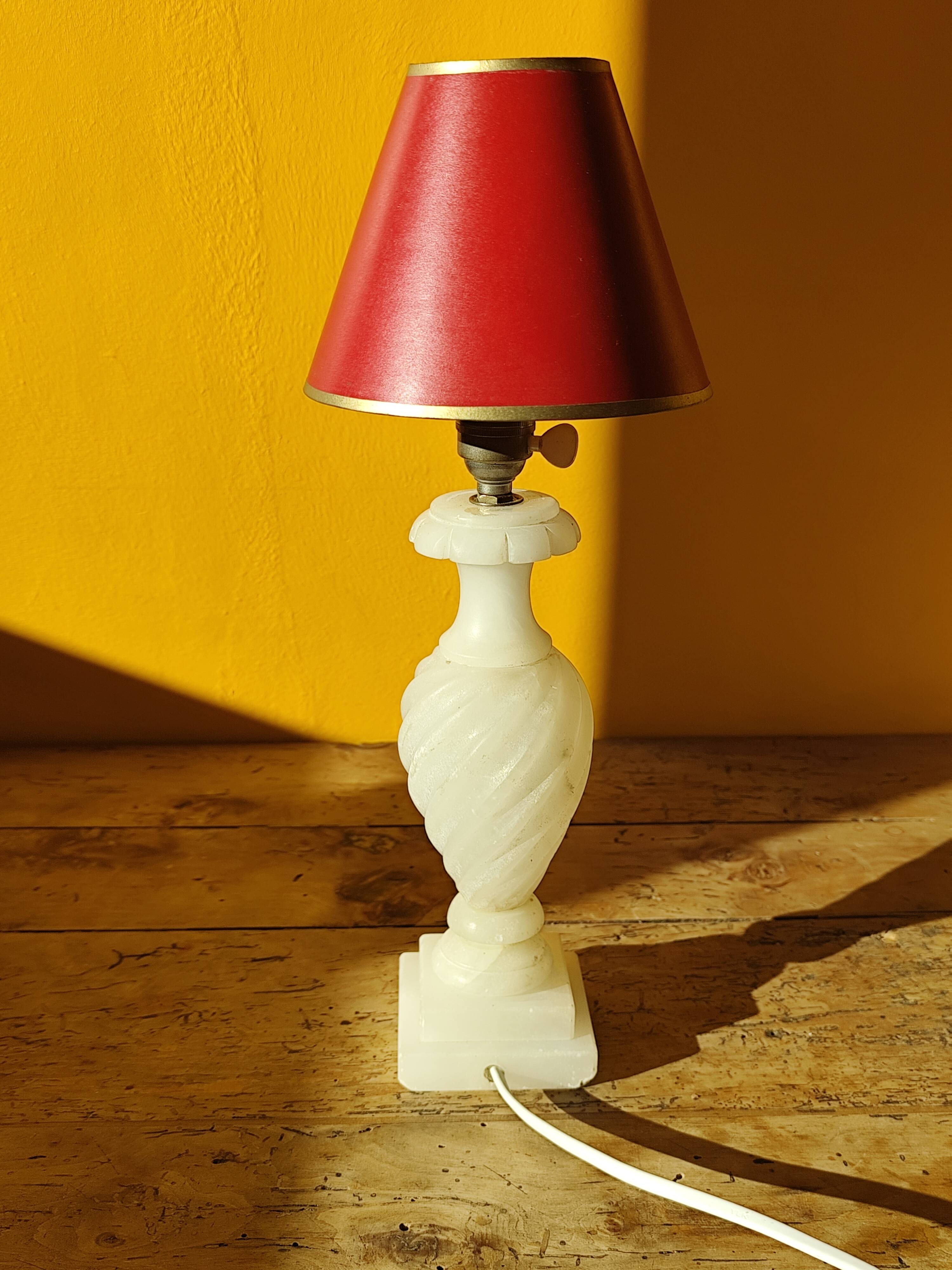 Antique twisted marble lamp base - white stone lamp