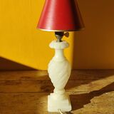 Antique twisted marble lamp base - white stone lamp