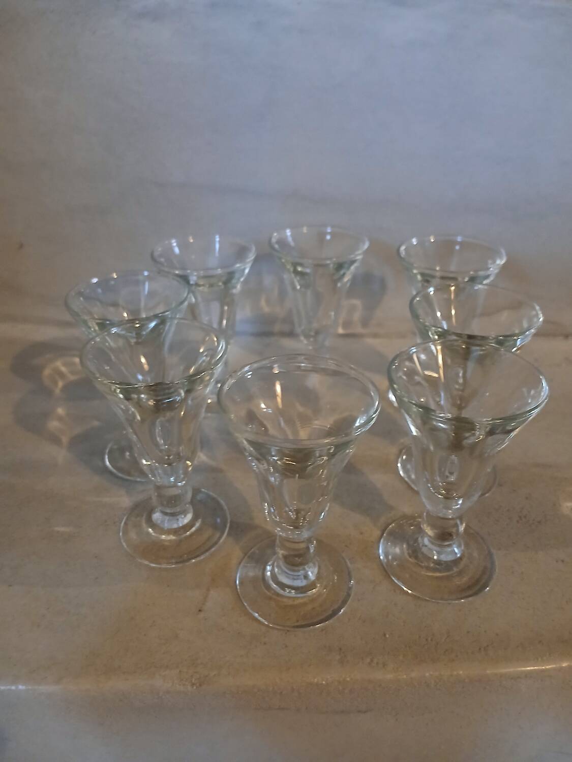 8 small old bistro glasses