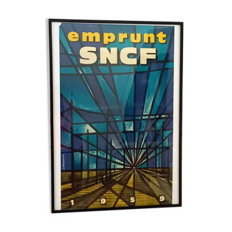 Affiche vintage “emprunt SNCF” par Jean Jacquelin, 1959