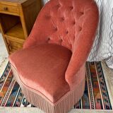 Pink velvet toad armchair