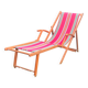 Vintage deck chair in wood and striped fabric - mid-20th century