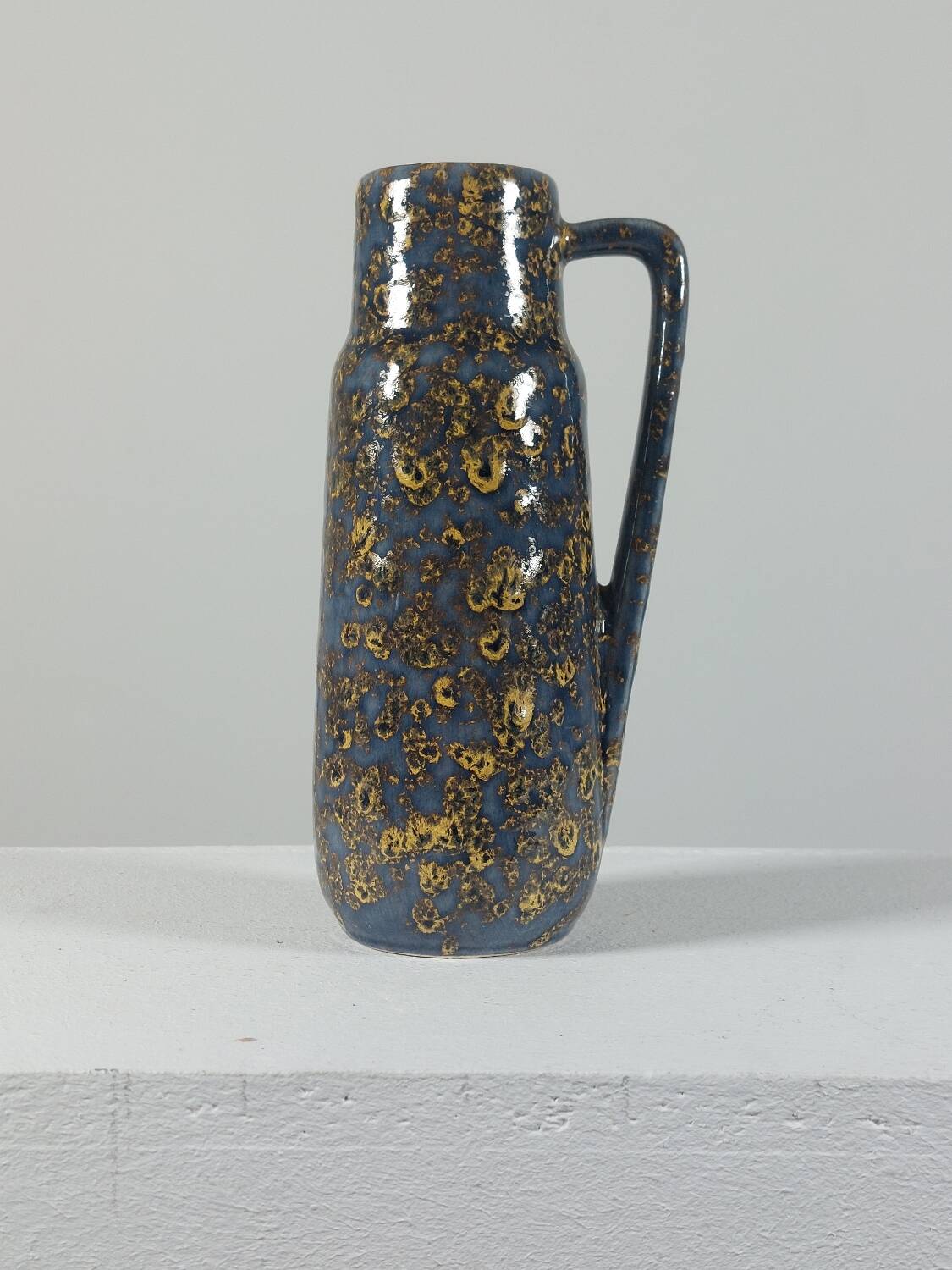 Vintage grey and gold ceramic vase from the 1950s, studio, West Germany.