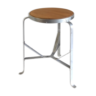 Tabouret d’atelier acier et bois massif - début XXème