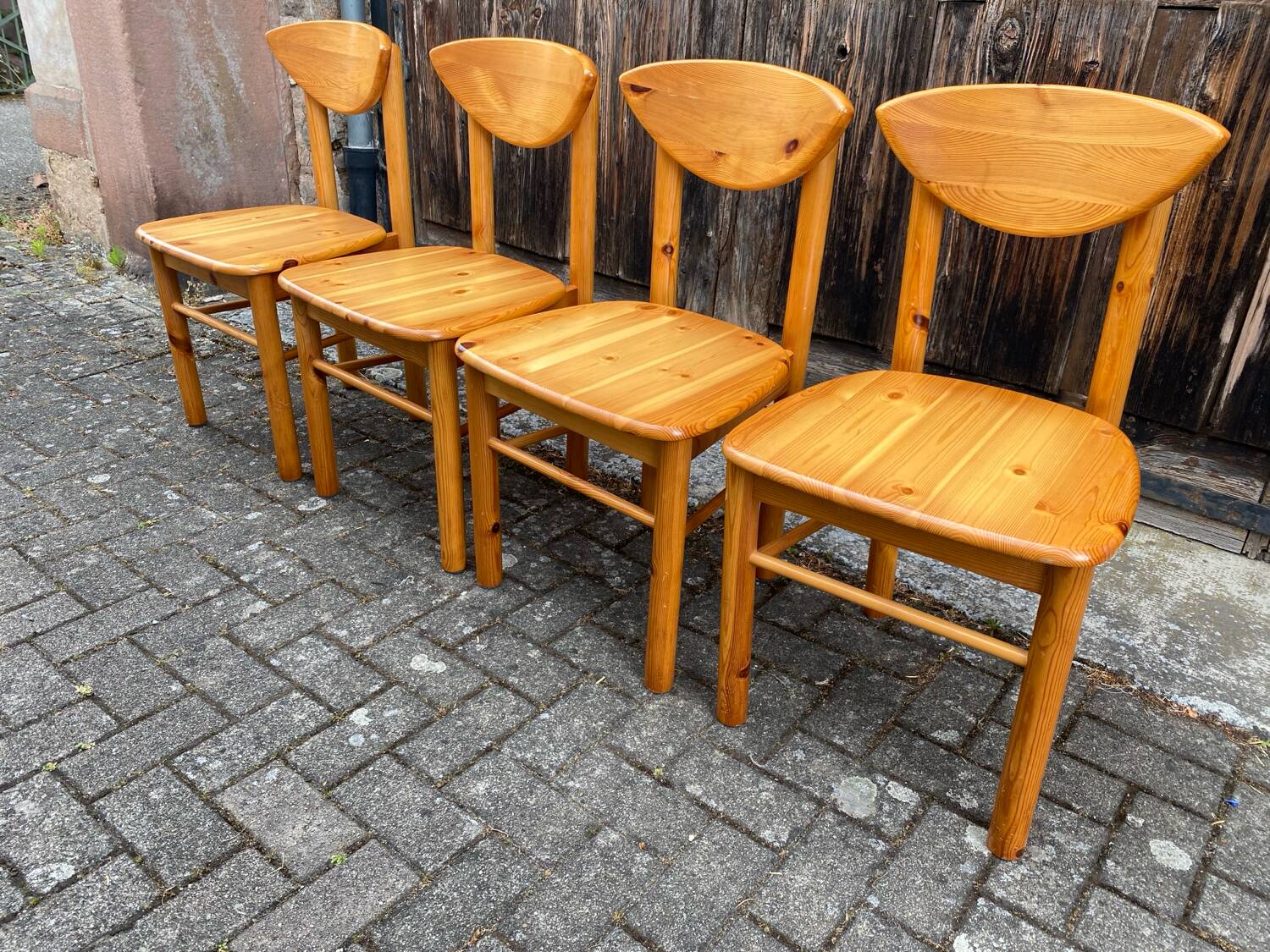 Set of 4 solid pine chairs by Rainer Daumiller circa 1960