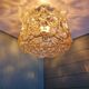 Brass and amber textured glass ceiling light, design by Helena Tynell, Limburg.