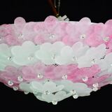 Elegant Murano ceiling light pink flower by Seguso for Venini, Italy