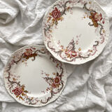 2 polychrome ironstone dinner plates "Wentworth" by Emile Bourgeois