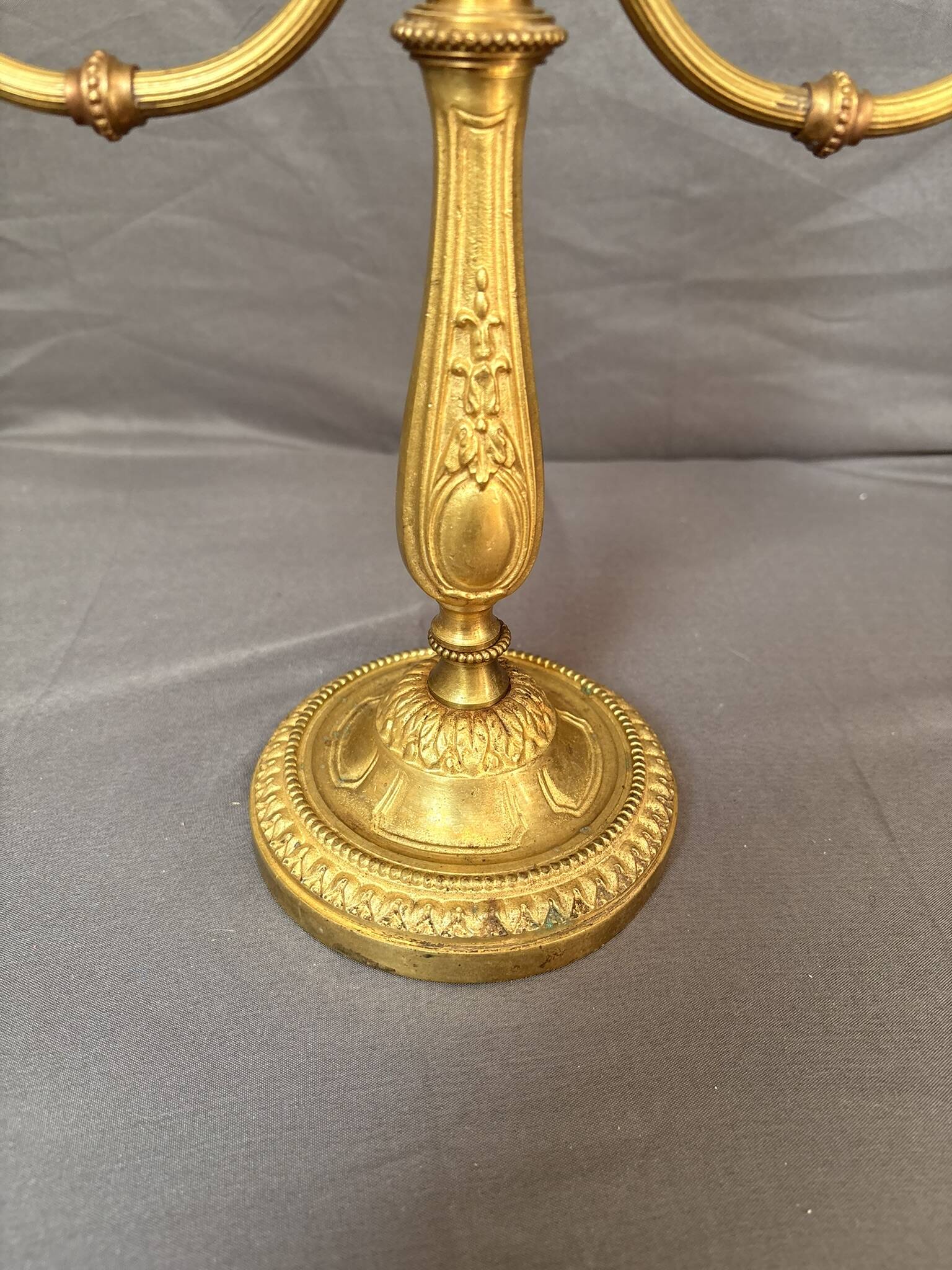 Antique Brass Gilded Candle Holder Chandelier Louis XVI Style