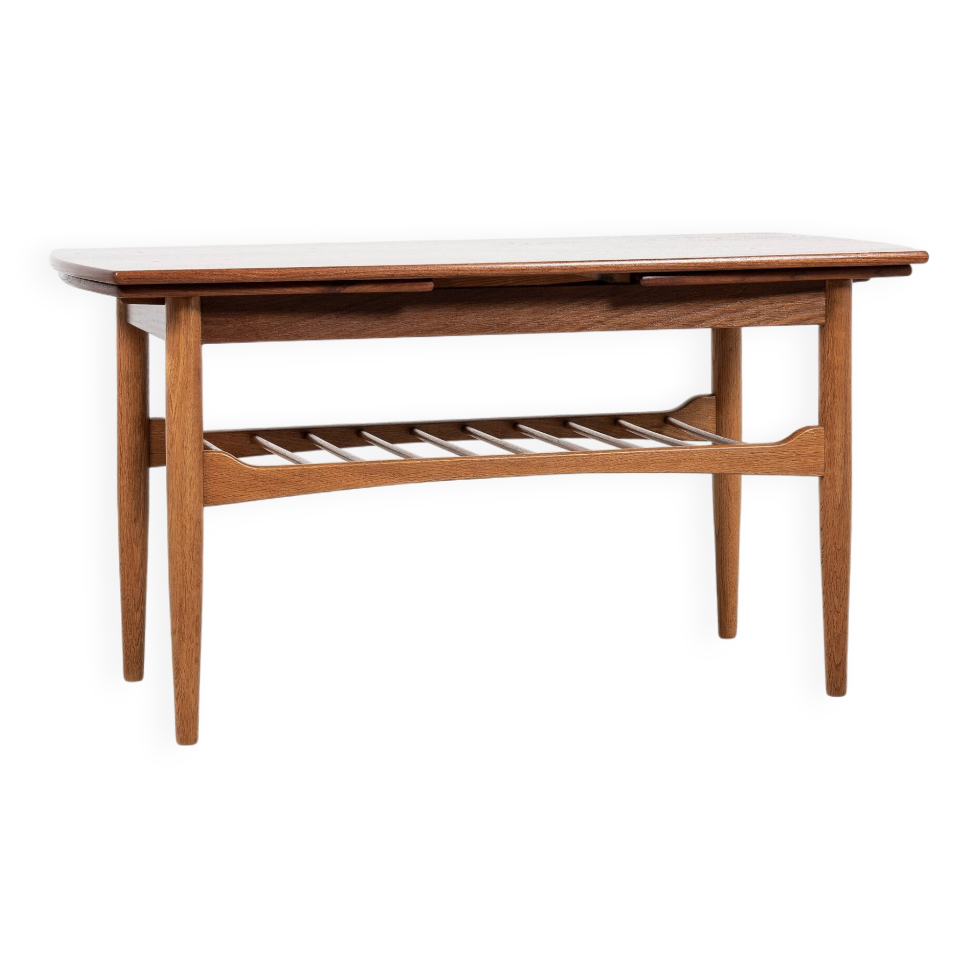 Midcentury Danish extendable coffee table in oak and teak 1960s