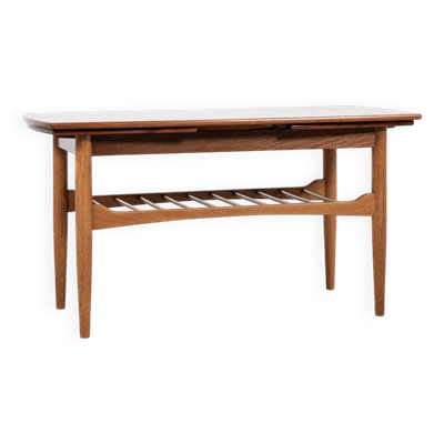 Table basse extensible danoise en chêne et teck, années 1960