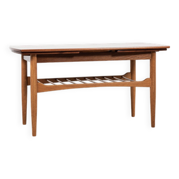 Midcentury Danish extendable coffee table in oak and teak 1960s