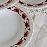5 Vintage earthenware soup plates from L'Amandinoise, Duck model with leaf border...