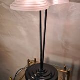 Memphis stijl milan style desk lamp, art nouveau molded glass 1970 to 80