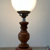 Scandinavian lamp in wood and opaline