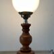 Scandinavian lamp in wood and opaline