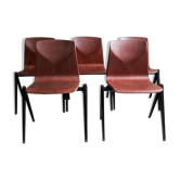 Set of 5 stackable 60s Pagholz chairs