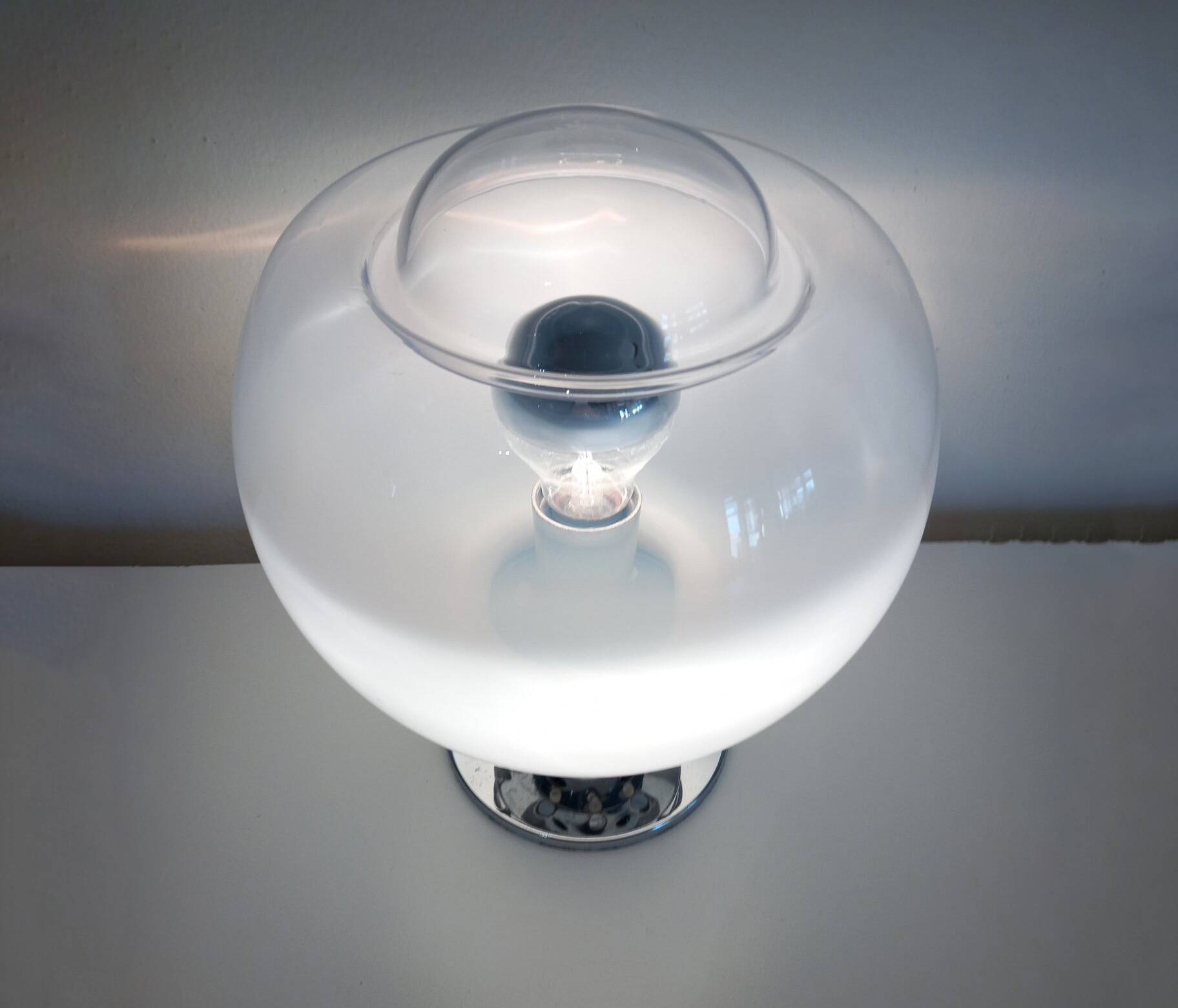 Vintage Table Lamp • Steel & Glass • Murano • Space Age • 1970