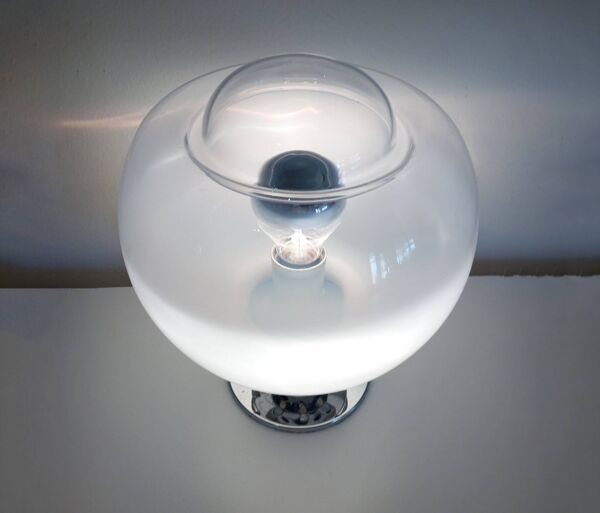 Lampe de Table Vintage • Acier & Verre • Murano • Space Age • 1970