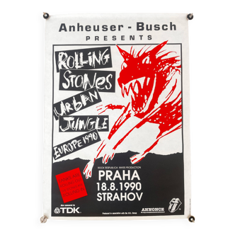 Original Rolling Stones design concert poster, Prague / 1990