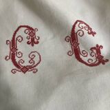 Antique linen, embroidered sheet, monogram CG.
