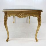Coffee table - Wood, Glass, Gold leaf
