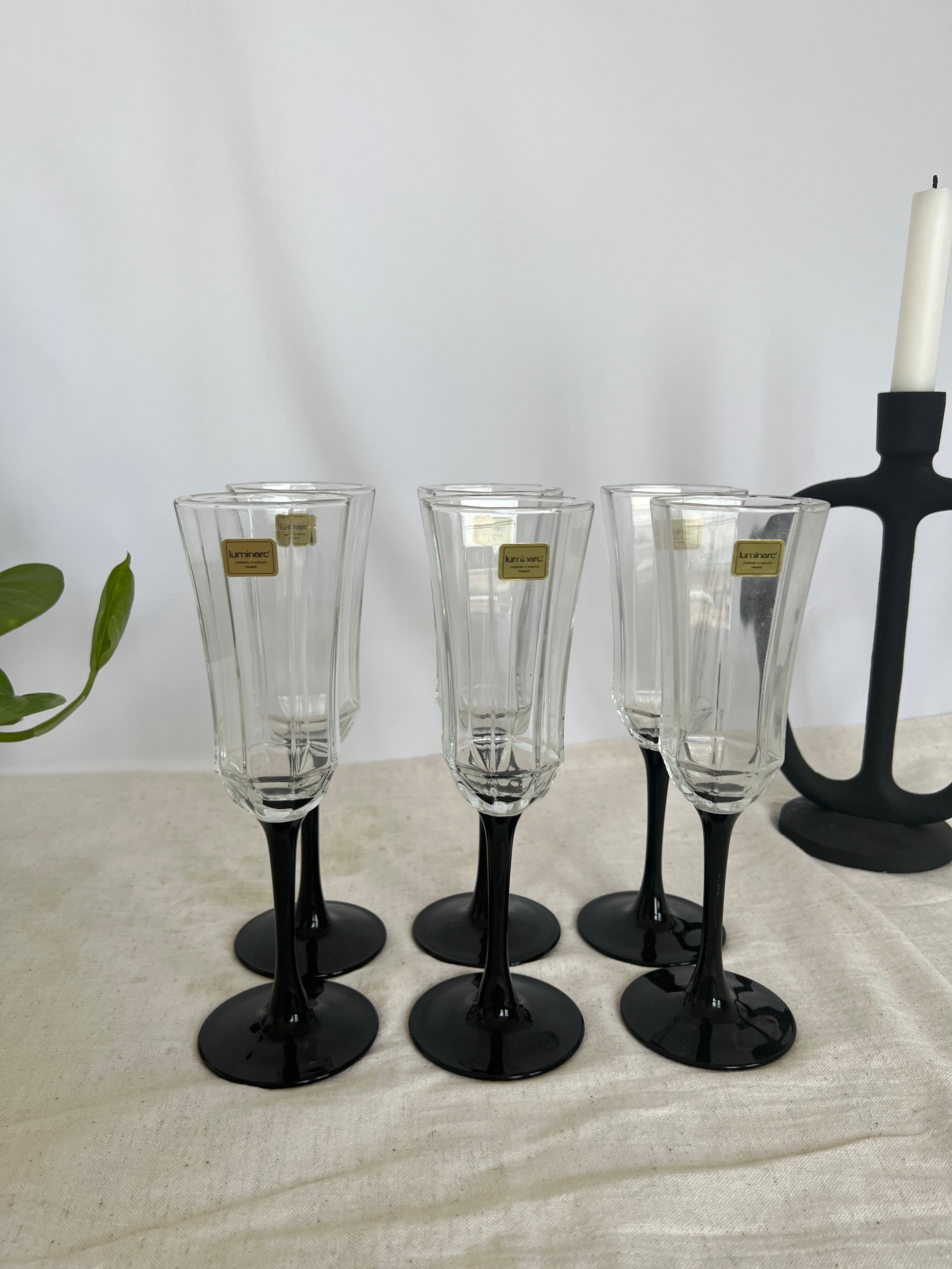Six vintage champagne glasses Luminarc Octime 70s-80s