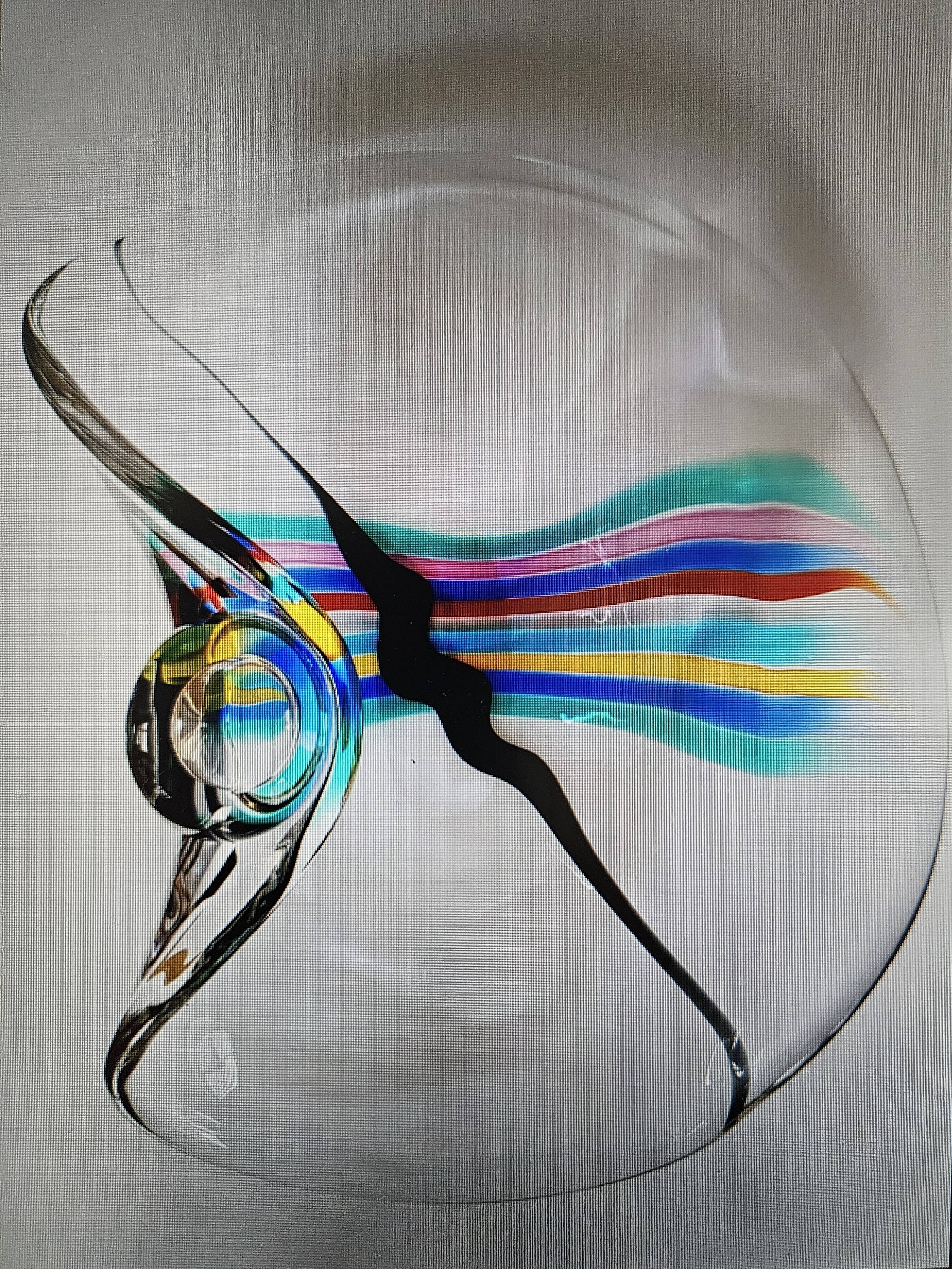 Livio Seguso, zware Murano glassen kom, Rainbow Design, 1993.