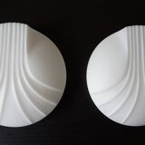 Set of 2 Hillebrand Art Deco shell opal glass wall lamps, 1960