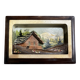 Tableau alpin vintage en bois sculpté et peint
