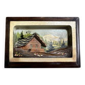 Vintage Carved and Painted Wooden Alpine Plaque 11 / 16 cm